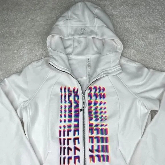 Lululemon Scuba Full Zip Hoodie White Seawheeze NEW - Picture 8 of 14